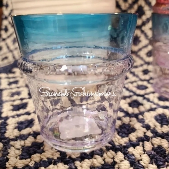 8 Nautica Outdoor Indoor Acrylic Gold Rimmed Red Blue Patriotic Drink Glasses - Picture 4 of 6